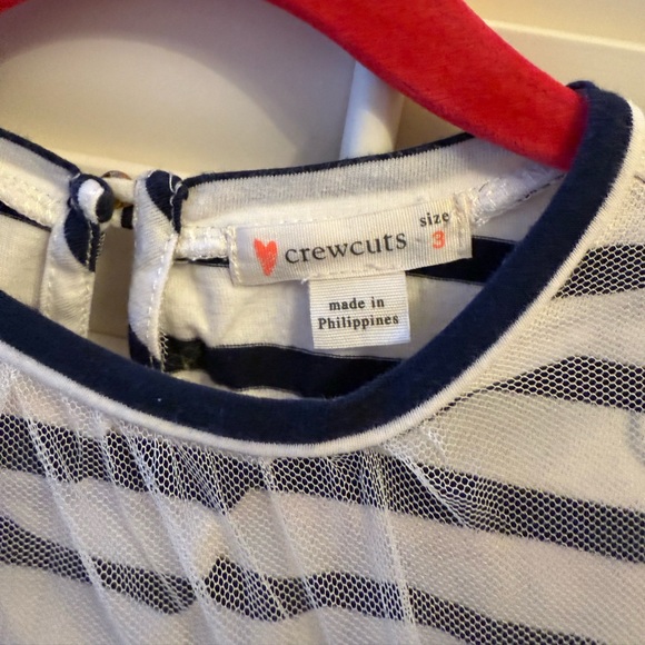 EUC Crewcuts striped shirt with tulle overlay and detail on sleeves. - Picture 2 of 4